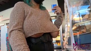 Going Shopping With Her Tits Out