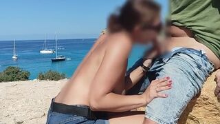 Shows Her Tits In Public While Walking And Gives A Blowjob To A Stranger