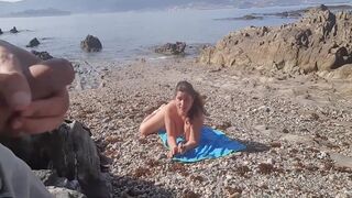 Exhibitionist Flashes His Dick For A Nudist Milf. She Sucked On The Beach 9 Min